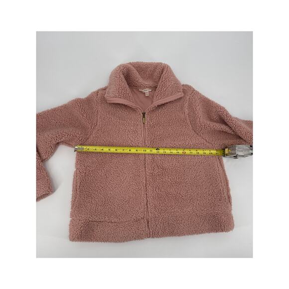 Nanette Lepore Teddy Bear Fleece Full Zip Jacket Pink Plush Sherpa Style Medium - Picture 4 of 5